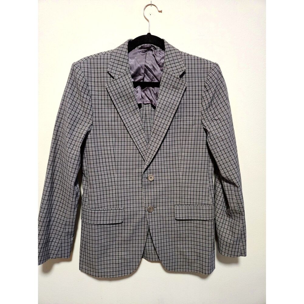 Michael Kors Grey Plaid Blazer Women's 36S Two Button Lined Menswear Academia